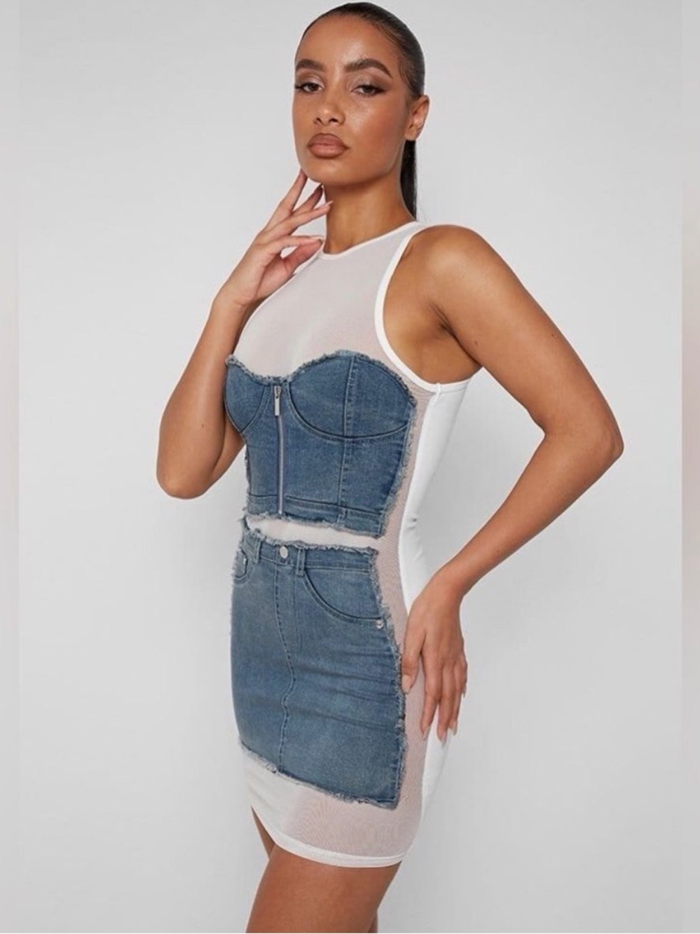 Maniere De Voir Denim Mini Dress